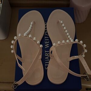 Stuart Weitzman Pearl Embellished Sandals - Pink